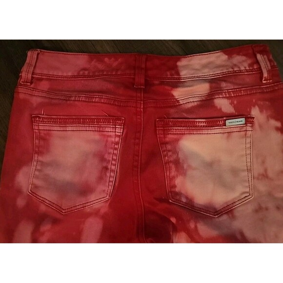 White House Black Market Red Tie Die Jeans Jr Girl Teen Womens Sz 0 Slim Crop - Picture 5 of 7